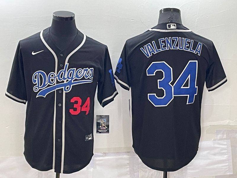 Men Los Angeles Dodgers #34 Valenzuela Black Throwback 2022 MLB Jersey->los angeles dodgers->MLB Jersey